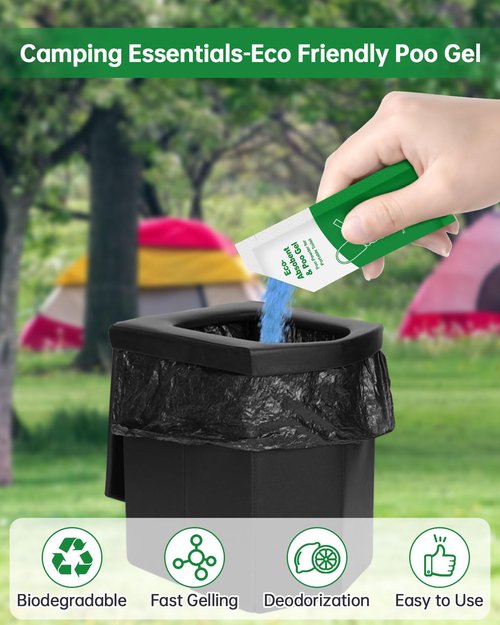 Poo Gel for Portable Toilet, 80 Eco Camping Toilets Pee Powder Deodorizer Urine Pee Absorbent Liquid Solidifier for Adult Porta Potty Bucket Toilet Outdoor Camping Hiking Emergency