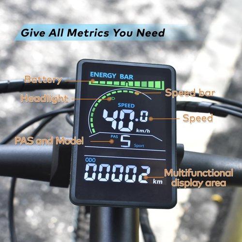 Mcezdy Ebike Display, UART No. 2 Protocol, 24V-60V Colorful Acrylic Cycling Computer with Charging Port for Mobile Devices, Ebike LCD Display to Enrich Cycling Journey