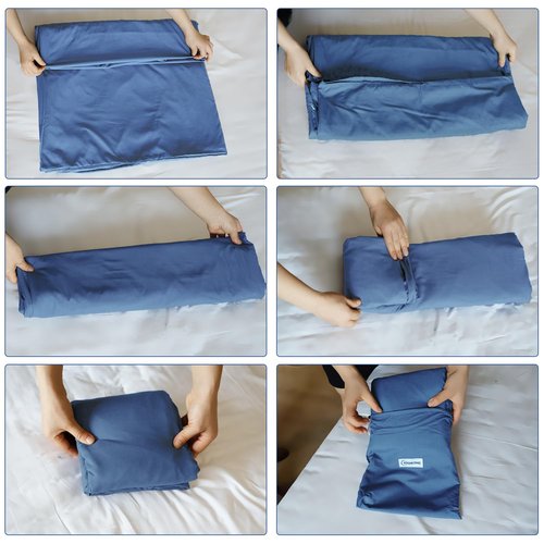 KOSMUSMO Sleeping Bag Liner, Ultralight Travel Sheet with Zipper and Compact Carry Bag, Portable Sleeping Camping Sheet, Soft Sleeping Bag Sack for Hotel, Hiking, Tenting, Camping