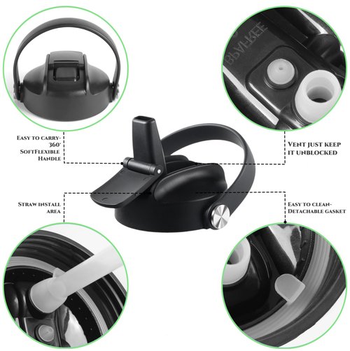 Owala Replacement Lid - Compatible with Owala Freesip 16oz, 24oz, 32oz, 40oz & 25oz Water Bottles - Leak-Proof, BPA-Free, Perfect for Owala Bottle Cap, Cover, or Top Replacement (Black)