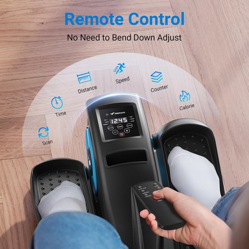 MERACH Under Desk Elliptical Machine, Ellipse Leg Exerciser for Seniors Adults Fully Assembled, Portable & Quiet Electric Seated Pedal Exerciser with 12 Adjustable Speed & Remote Control & 12 AutoMode
