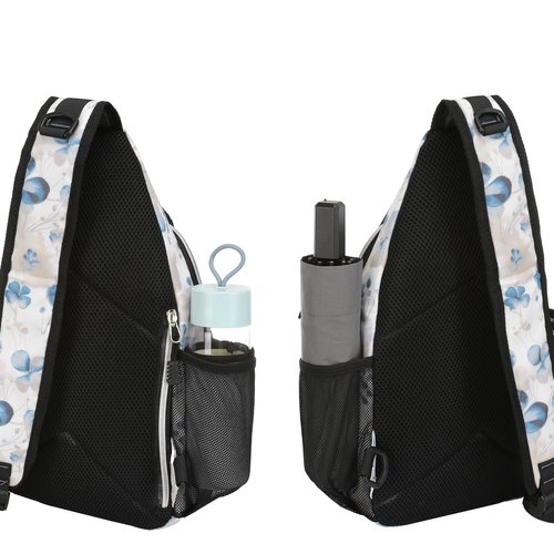 MOSISO Crossbody Sling Backpack, Portable Travel Hiking Daypack Chest Sling Bag Casual Daypack One Strap Chest Backpack for Women Men Outdoor Hiking Travel, Smudged Floral
