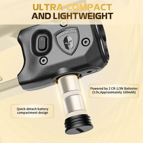 WARRIORLAND Pistol Light Laser Combo Fits Glock 17/19 Gen 3-5 & 22/23/31/32 Gen 3-4 & 19X/44/45, Compact 150-Lumen Tactical Weapon Light with Green Laser & White LED Flashlight, SLL-104G