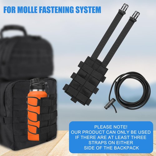 Gosknor 2pcs Water Bottle Holder for Molle, Nylon Sports Bottle Pouch Carrier Bag with Drawstring Top Mesh Bottom Bottle Carrier Cup Holder for Outdoor Camping