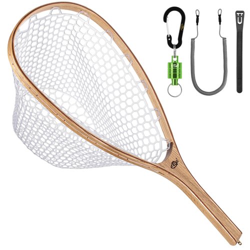 SF Fly Fishing Landing Soft Rubber Mesh Trout Catch and Release Net with Black Magnetic Net Release Combo Kit (Clear A Combo Small Holes)