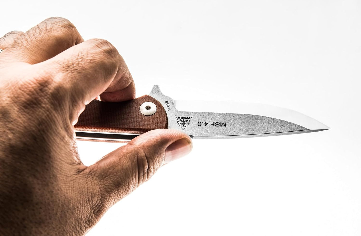 TOPS Knives Mini Scandi Folder 4.0- Tumble Finish Blade Finish