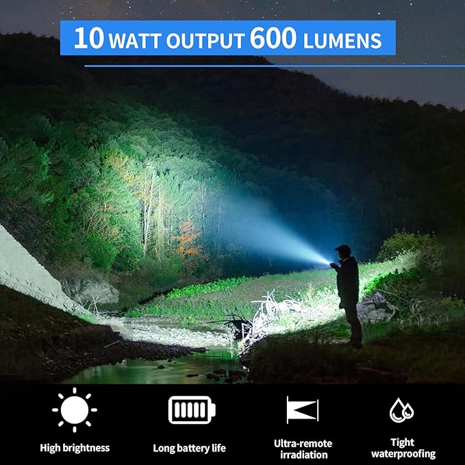 Heavy Duty 2-Cell D Battery LED Big Flashlights, High Lumens, Single Mode, Aluminum, Rugged Metal Flashlight for Outdoors and Emergency Power Outages (3 Pack)