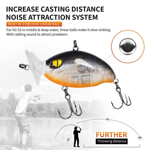 IZA 2.5S Deep Diving Fishing Lures for Freshwate Swimbait Crankbait for Bass Walleye Catfish, Slow Sinking Bass Fishing Lure Fishing Gear and Equipment