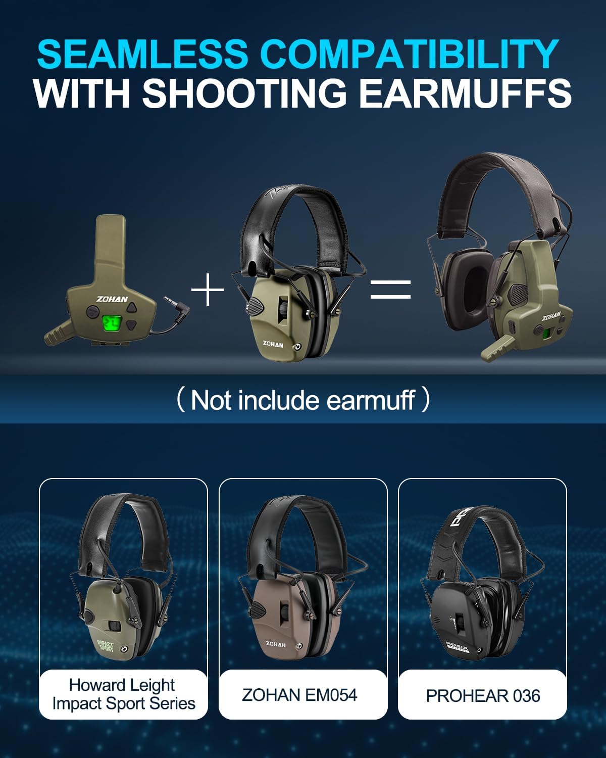 ZOHAN EM054 Electronic Shooting Ear Protection with Sound Amplification, Slim Active Noise Reduction Earmuffs for Gun Range