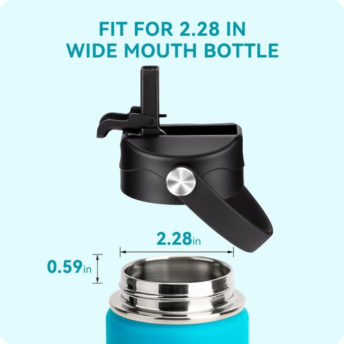 Soledea Replacement Straw Lid for Hydro Flask Wide Mouth Water Bottles, Leak-Proof Sport Lid with Flexible Handle Compatible with Hydro Flask Wide Mouth 12/16/18/20/32/40 oz