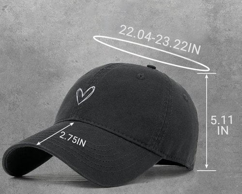 Pairxily Vintage Heart Embroidered Baseball Cap Distressed Adjustable Hat for Women Low Profile Dad Hats Unisex Cotton Cap(Black)