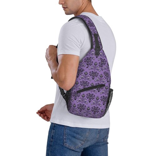 Haunted the Mansion Small Crossbody Backpack Sling Bag for Men Women Mini One Shoulder Chest Bags Gym Sport Travel Hiking Daypack