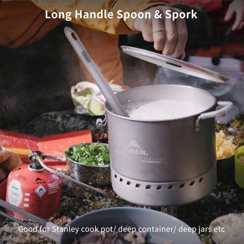 Tibest Titanium Long Handle Spork 8.7" Camping Spork, Backpacking Spork Long Titanium Spork Ultra Lightweight Camping Utensil for Backpacking, Camping, Hiking, Travel