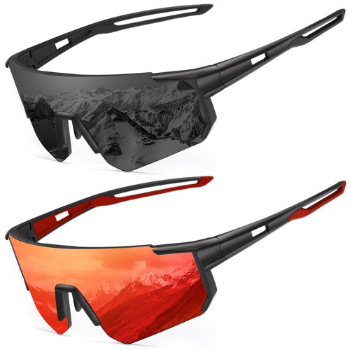 SPEEDHYUN Polarized Sports Sunglasses for Men, Mens Sun glasses UV Protection for Cycling Fishing Driving Running 2pack