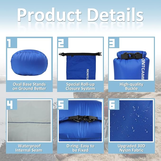 30D Nylon Waterproof Storage Sack for Camping, Hiking and fishing- Roll Top Closure-Portable Waterproof Dry Bag-Keeping Luggage Dry and Organized(5L/Turquoise blue)
