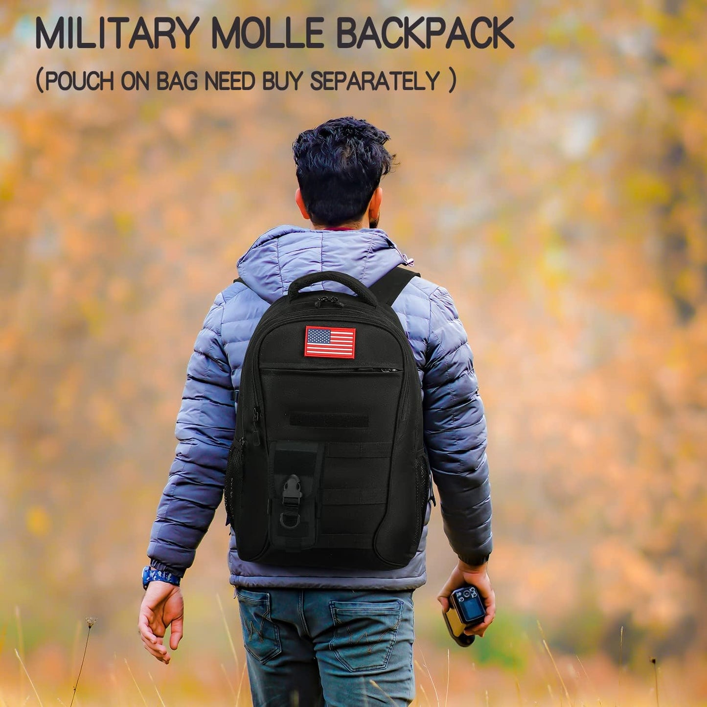 outdoor plus Camo Backpack,Military Boys Backpacks for School,40L Army Bookbag with USB Charging Port Waterproof