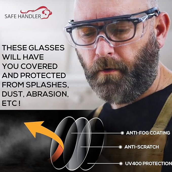 Duarte Premium Over Glasses 3 PAIRS | ANSI Z87.1, Impact Resistant Polycarbonate Lens, UV400, Anti-Fog & Anti-Scratch, Box of 3