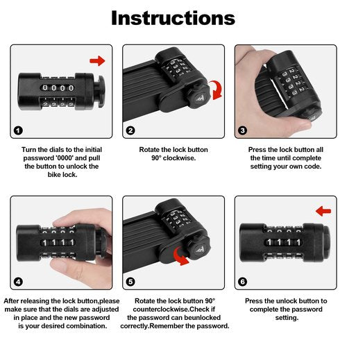 JAGASOL Heavy Duty Anti-Theft Folding Bike Lock, Combination Fold Chain Lock for Bicycle Scooter Motorcycle, 0.8 Inches Wide 0.3 Inches Thick Alloy Steel, Anti-Pinch, Anti-Crush, Anti-Saw, 110 cm