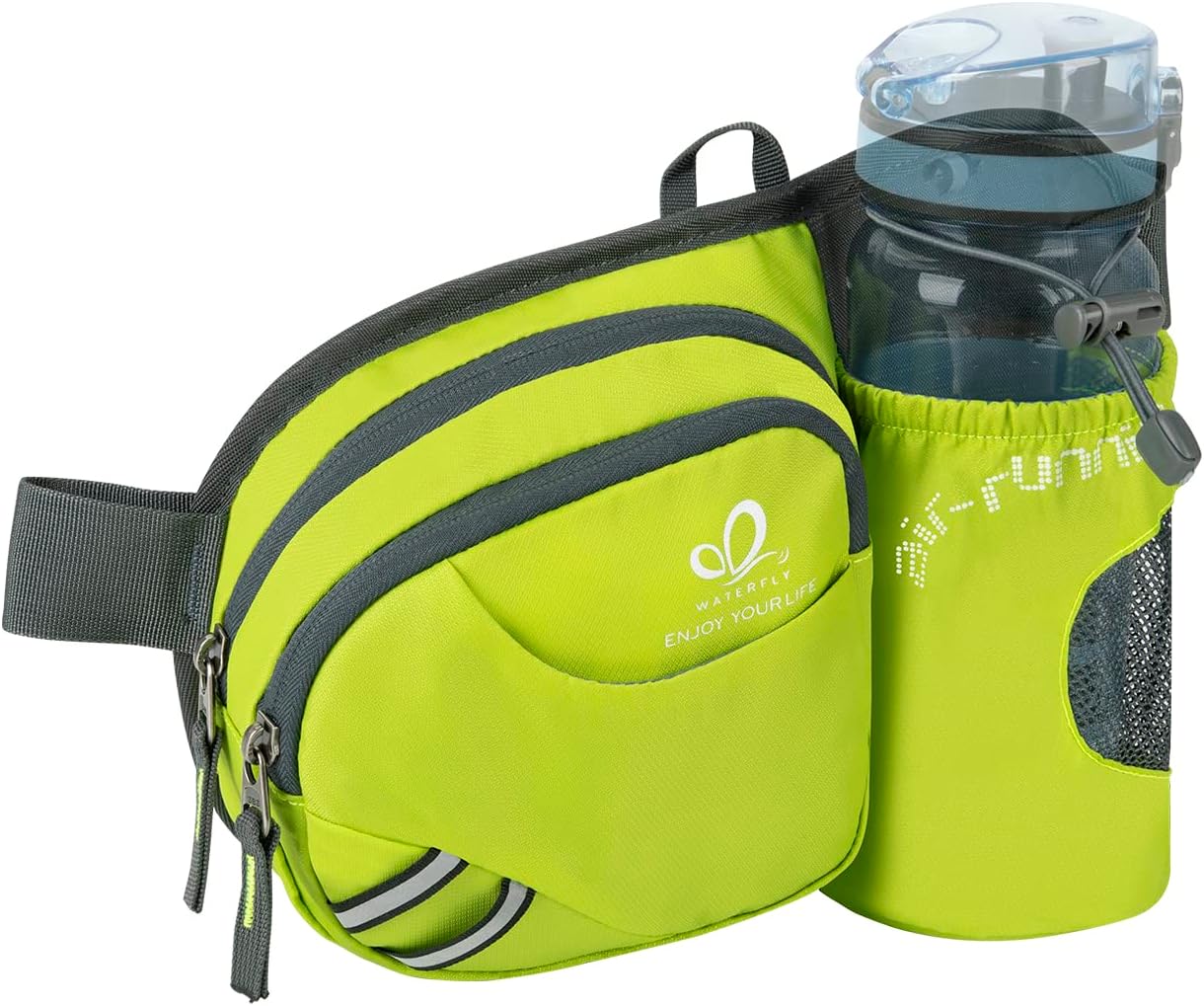 WATERFLY Fanny Pack Waist Bag: Waist Pack for Women Men with Water Bottle Holder Hiking Fanny Pack for Running Walking DogWalking Travel Cycling