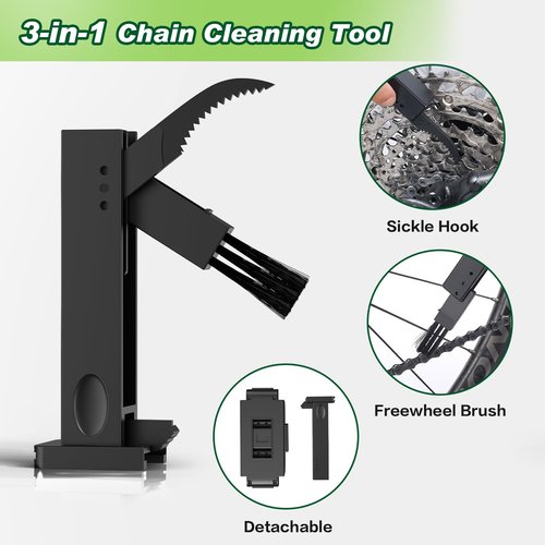 bogomay 3-in-1 Bike Chain Cleaner Kit - Bike Chain Cleaner, for Mountain Bike, Road Bike, BMX, with Brush Tool for Drivetrain, Gear, Cassette, Sprockets