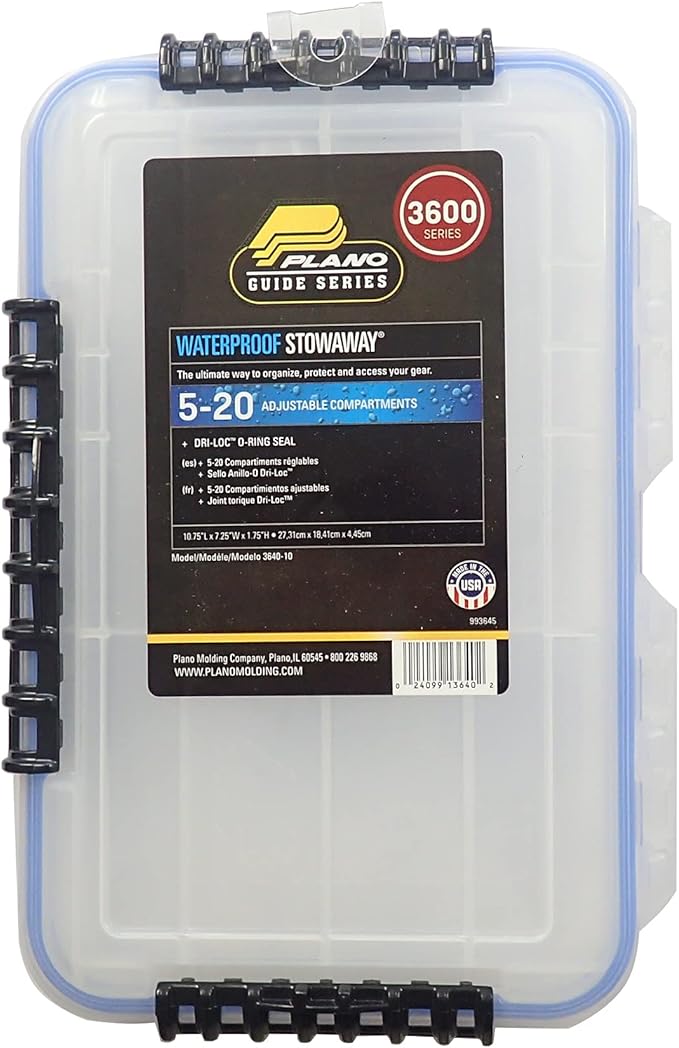 Plano Guide Series 3700 Field Box Waterproof Case, Blue, Large, Dry Box With Wrist Strap for Boat, Kayak, and Camping, Outdoor Gear Storage & 3640 Stowaway