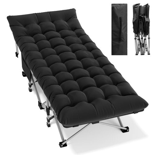 Seeutek Folding Camping Cot for Adults with Carry Bag, Portable Bed with Detachable Cushion, Waterproof 1200D Oxford Fabric, Cot Bed for Camping, Hunting, Lounging, Camping Cots