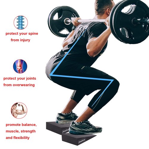 Squat Wedge Block Non-Slip Slant Board Calf Stretcher, 2pcs Ankle Foot Knee Leg Stretch Ramp, Heavy Duty Incline for Heel Elevated Exercise, Deadlift, Lunge, Yoga, Pilates, Physical Therapy