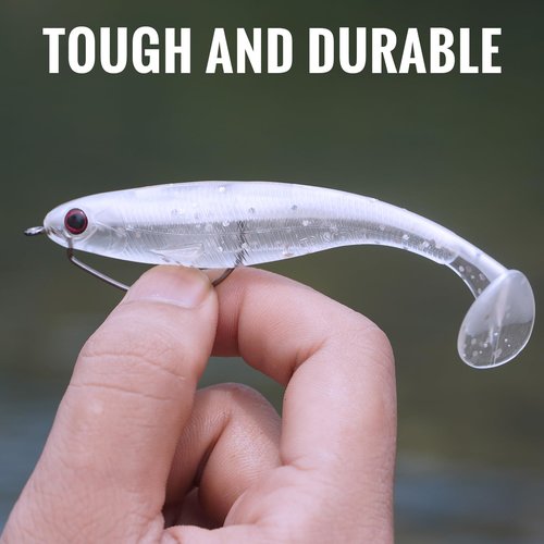 TRUSCEND 20PCS Soft Fishing Lures, Paddle Tail Swimbaits, Fishing Lures for Bass Trout Crappie Walleye, Durable Plastic Bait for Bass Fishing, Shad Fishing Bait for Freshwater Saltwater