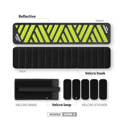 BANSA My Reflective Band Ultra-A Green 1pcs - High Visibility Gear for Night Walking,Running,Bike,Motorcycle,Camping,Walking&Cycling | Multiple Use | Orange,Green,White,Red,Yellow