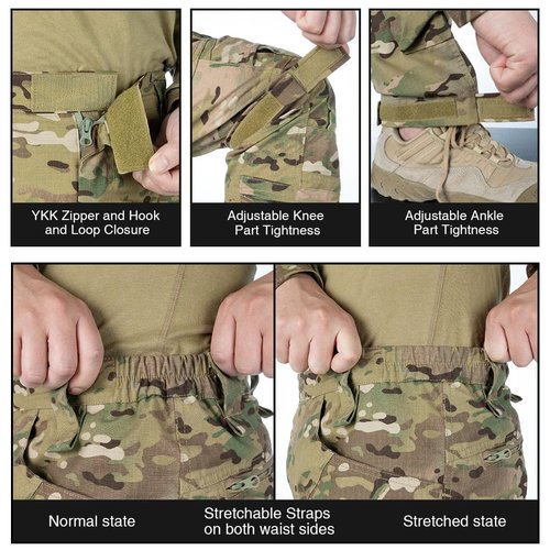 IDOGEAR OUTDOOR Men’s Combat Pants Tactical Camo Pants with Hidden Knee Pads for Paintball Airsoft Milsim Apparel Multi-Pockets Ripstop Trouser(camo,36W x 33L)