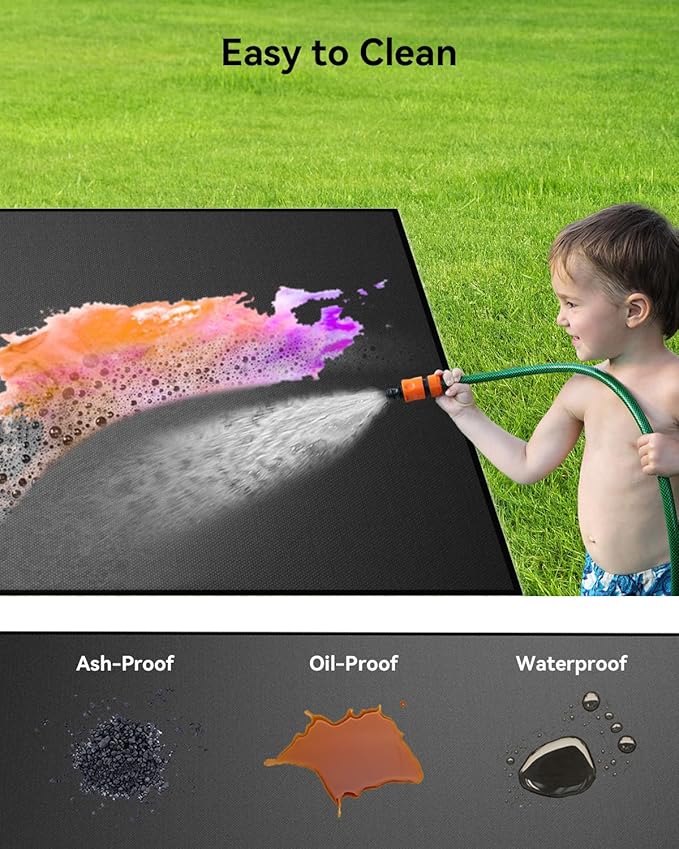 39 x 55 Inch Heavy Duty Large Under Grill Mat for Outdoor BBQ, Double-Sided Fireproof, Waterproof, Oil Proof Deck and Patio Protector, Floor Mat for Fireplace Fire Pit