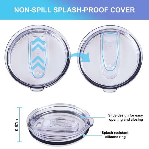 AICMEI 2 Replacement Lids for 20oz Stainless Steel Tumbler Lids-Replaces Only Covers With a Top Diameter of 3.4 inches（Bottom Diameter of 3.23 inches）