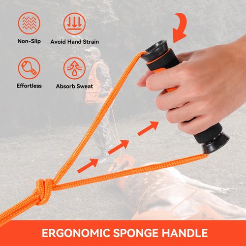GearOZ Deer Drag Sled Thickened Game Hauler Strap Reduce Ground Friction & Transport Game Easier Heavy Duty Deer Pull Rope for Dragging Deer Cart Deer Hunting Accessories Gift for Hunters, Orange