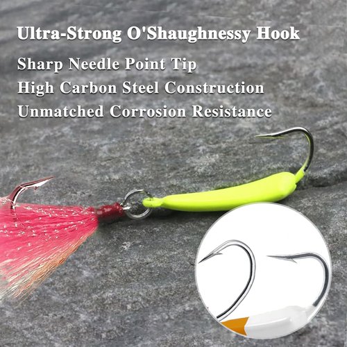Odoor Fan 5 Pack Fishing Jig Heads, Swimbait Jigs Pompano Jigs with Teaser Hooks, Surf Fishing Jigs Saltwater Jig Heads Stand Up Jig High Carbon Steel O'Shaughnessy Hooks jigs 1/4oz Mixed Color