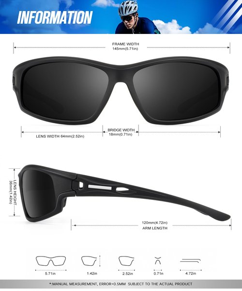 KALIYADI Polarized Sunglasses-Men Sports Sun-Glasses: Mens Sunglasses UV400 Protection for Running Fishing Golf