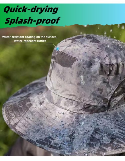 Lshnrd Wide Brim Solar Fan Outdoor Fishing Hat,Waterproof Hat with Two Solar Fan for Men/Women,Solar Fan Hat UPF50+, A3-black