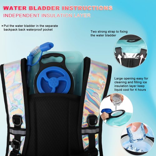 CTSAYCTL Hydration Backpack,Water Backpack with 2L Water Bladder,Festival Essential-Rave Hydration Pack,Lightweight Insulation Hydropack for Outdoor,Hiking,Running,Biking,Music Festival for Men Women