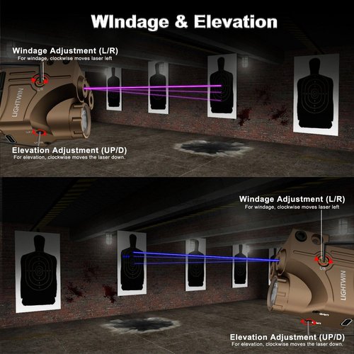 Blue Purple Laser Beams with 800 Lumens Flashlight for Pistols, 3 in1 Laser Light Combo, Tactical USB Rechargeable Laser Sight, Strobe & Steady Flashlight for Picatinny Rail