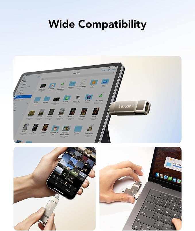 Lexar D40E 128GB Dual USB 3.2 Gen 1 Type-C Jump Drive, USB-C Flash Metal Housing Swivel Design Thumb Drive