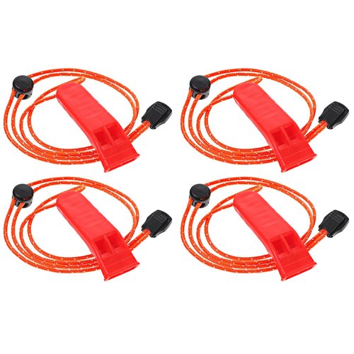 JIEYAO 4 Pcs Emergency Whistles with Adjustable Lanyard, Safety Survival Whistles, Loud Plastic Whistles Boat Floating Marine Whistle for Fishing Hiking Kayaking Camping Safety & Survival Equipment