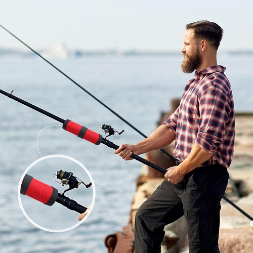 Tioncy 6 Pack Fishing Lure Covers 4 Inch Fishing Hook Bait Gloves Lure Shield Wrap Cover Easily See Bait Storage Protector Guard to Keep Fishermen Safe for Rod(Red)