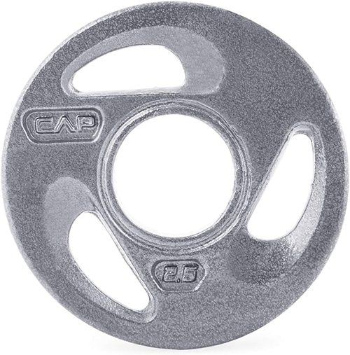 CAP Barbell 2-Inch Olympic Grip Weight Plates, Single, Gray, Various Sizes