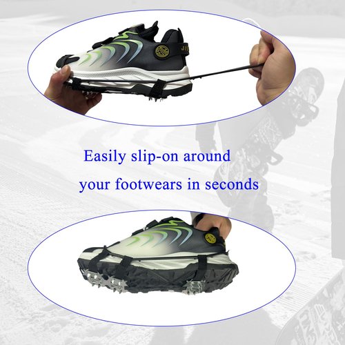 Non Slip Gripper Spike Ice Traction Cleats Walk Traction Cleat Ice Snow Grips for Shoes Boots (Steel Plate, 2)