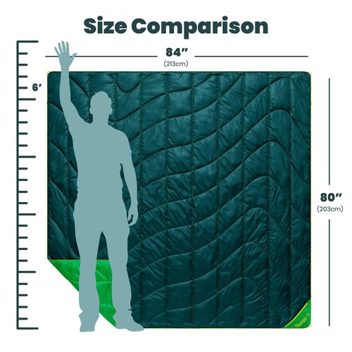 Rumpl Backcountry Puffy Blanket, Ultra-Portable and Lightweight Adventure Blanket, 2-Person (80x84 inches), Sea Moss