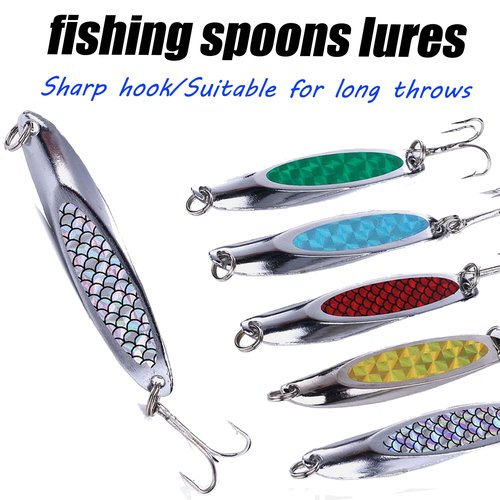 LURESMEOW Fishing Lures - Trout & Bass Walleye Lures, Saltwater Fishing Spoons 5pcs with Box