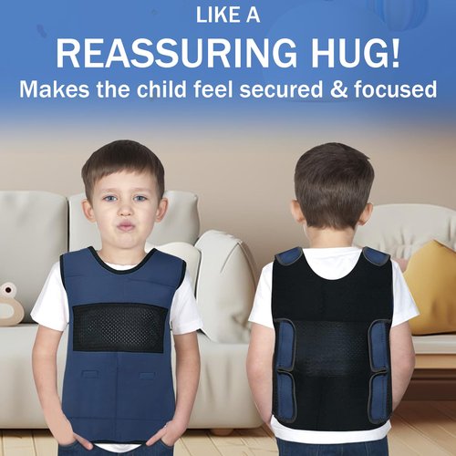Vest for Kids Including 6 Removable Weights (Navy Blue, Small)