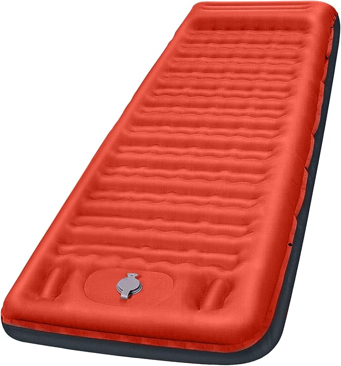 Camping Sleeping Pad, Extra Thick 5 Inch Camping Mat with Pillow Built-in Foot Pump Inflatable Sleeping Pads Compact for Camping Backpacking Hiking Traveling Tent