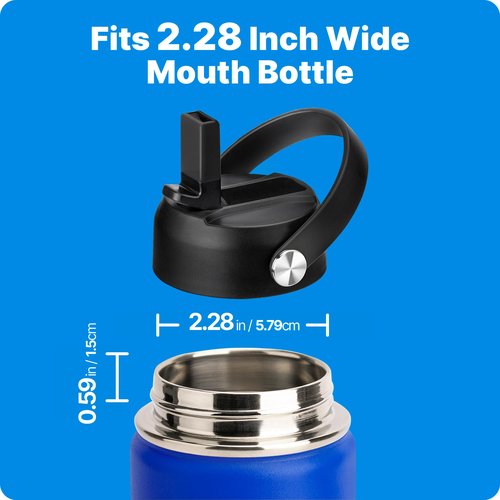 Straw Lid for Hydroflask, Lids with Straw for Hydroflask 12 16 18 20 32 40 64oz Wide Mouth Water Bottles, Replacement Cap for Hydro Flask (Black)