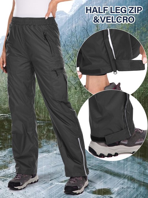 Women's Rain Pants Waterproof Hiking Pants Windproof Lightweight Over Pants Outdoor for Golf Fishing Cycling #2089-Black-M