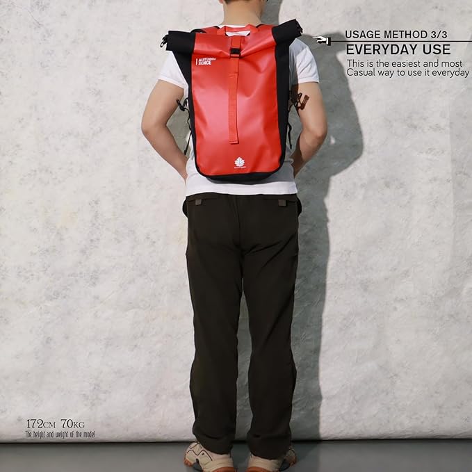 Dry Bags Waterproof Backpack, Waterproof backpack for boating,Floating,hiking, camping and other outdoor activities 25L.(Red)